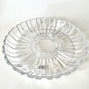 10” Alexandria Crystal Clear D Sectional Glass Dish Platter Tray